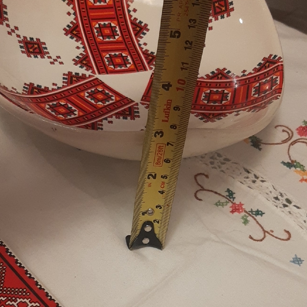 🇺🇦Decorative🇺🇦 UKRAINIAN Red and White Ceramic Bowl, Plate & Tray Set - Picture 7 of 13